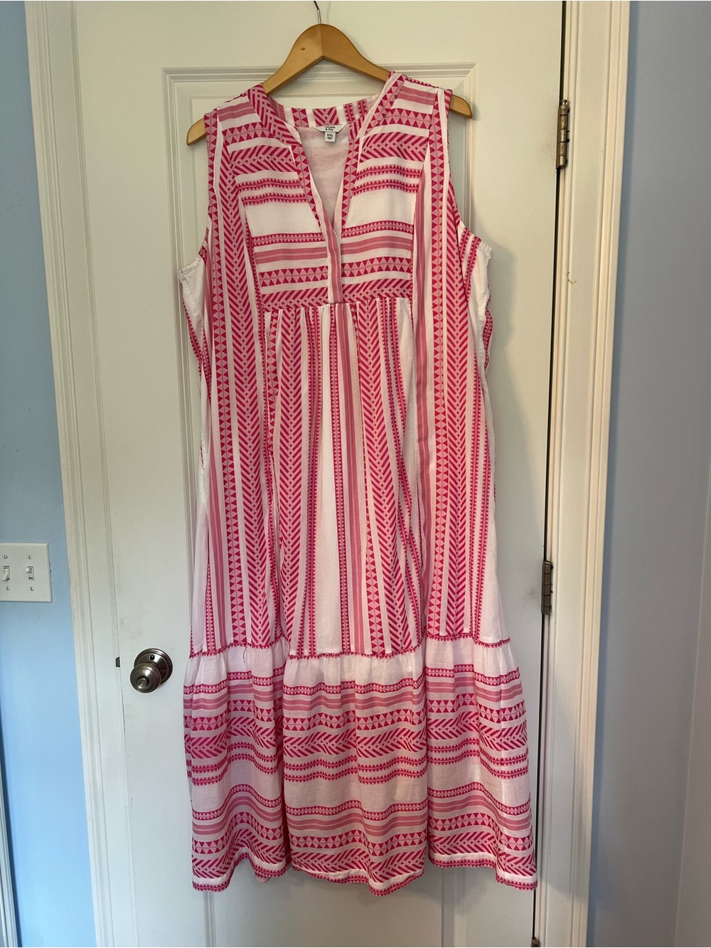 crown & ivy Pink and White Striped Maxi Dress resort beach garden party